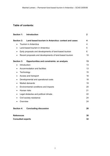 Land based tourism in Antarctica: a feasibility study - Gateway ...