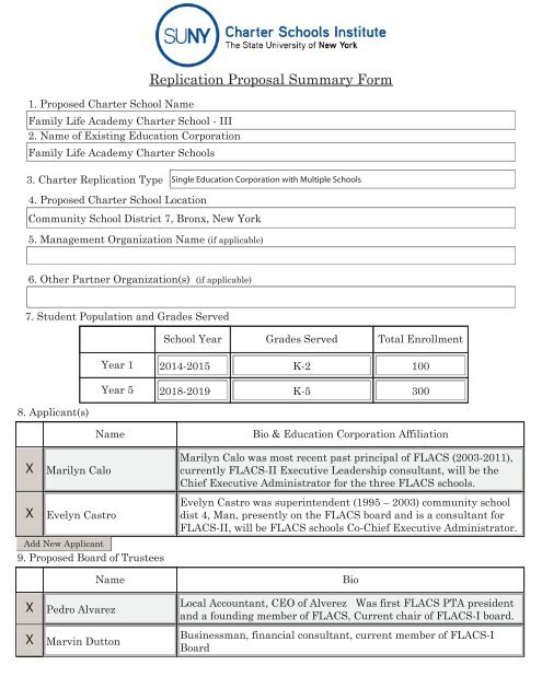 Replication Proposal Summary Form - Newyorkcharters.org