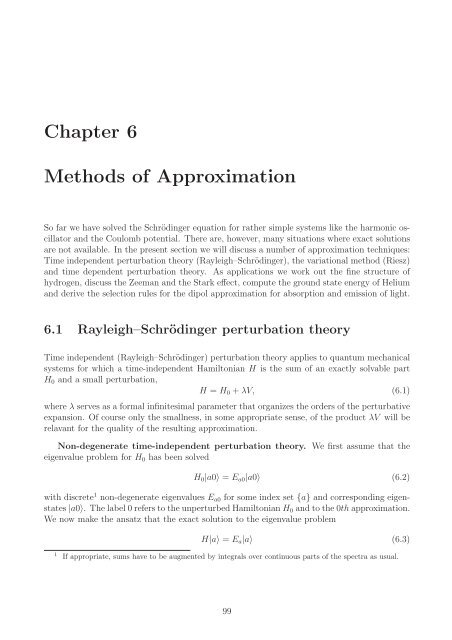 Chapter 6 Methods of Approximation - Particle Physics Group
