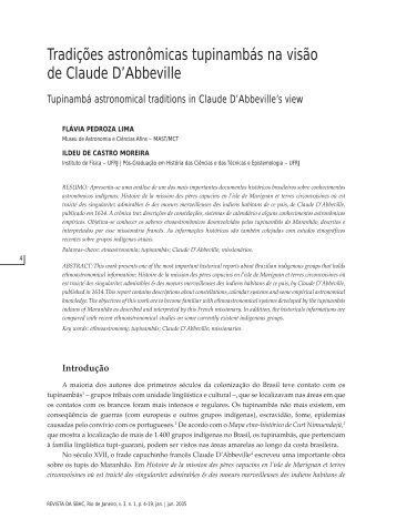 TradiÃ§Ãµes astronÃ´micas tupinambÃ¡s na visÃ£o de Claude D ... - SBHC