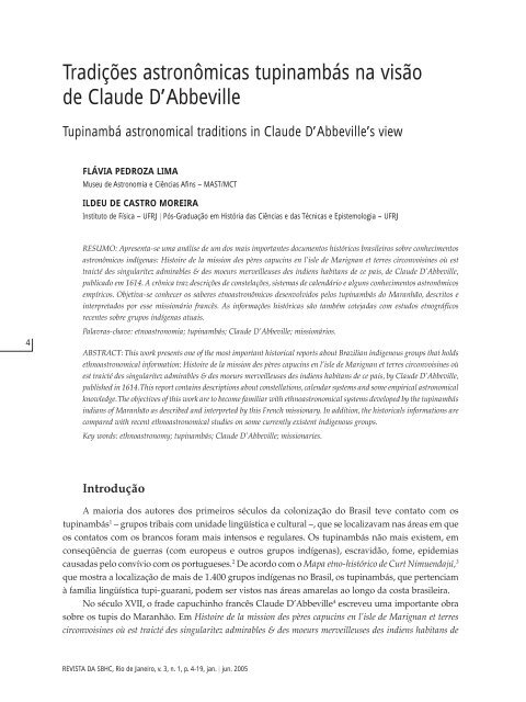 TradiÃ§Ãµes astronÃ´micas tupinambÃ¡s na visÃ£o de Claude D ... - SBHC