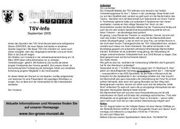 TSV-Info September 2005 - TSV GroÃ Munzel