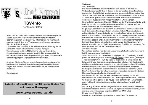 TSV-Info September 2005 - TSV GroÃ Munzel
