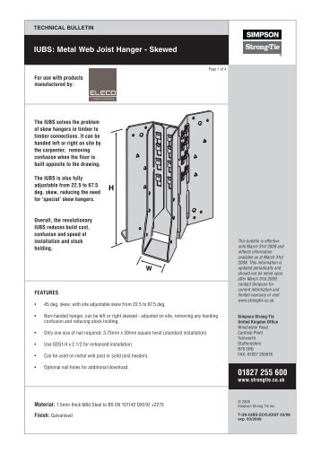 IUBS: Metal Web Joist Hanger - Skewed - Simpson Strong-Tie