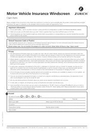 Zurich Motor Vehicle Windscreen Claim Form - AIS Insurance Brokers