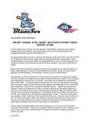 Immediate Press Release - Australian Baseball League