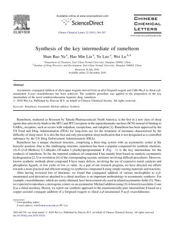 Synthesis of the key intermediate of ramelteon