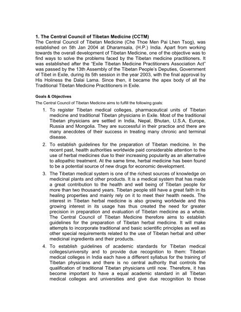 1. The Central Council of Tibetan Medicine (CCTM) The Central ...