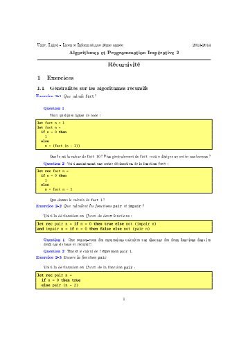 Feuille d'exercices nÂ°3 - FIL