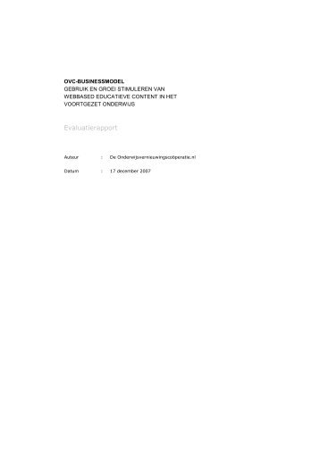 Evaluatie rapport - Portal voor de vernieuwing van het ...