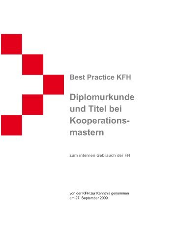 Best Practice KFH: Diplomurkunde und Titel bei Kooperationsmastern