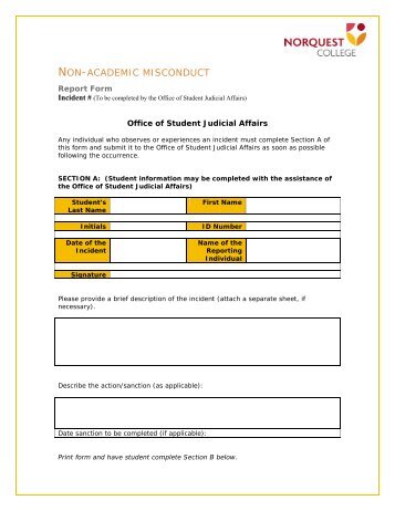 Non-Academic Misconduct Report Form - NorQuest College