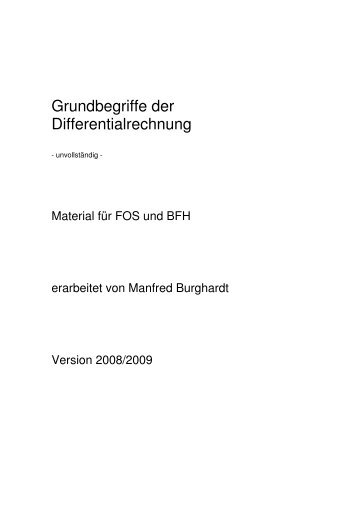 Analysis (nur Differentialrechnung) - Ãtti und Manfred Burghardt