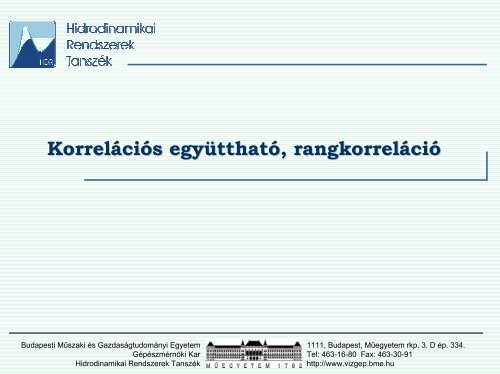 Korrelációs együttható - Hidrodinamikai Rendszerek Tanszék ...