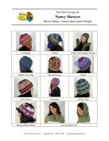 Hat Pattern list based on Brown Sheep yarn - Nancy's Knit Knacks