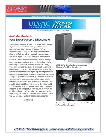 Fast Spectroscopic Ellipsometer - ULVAC Technologies