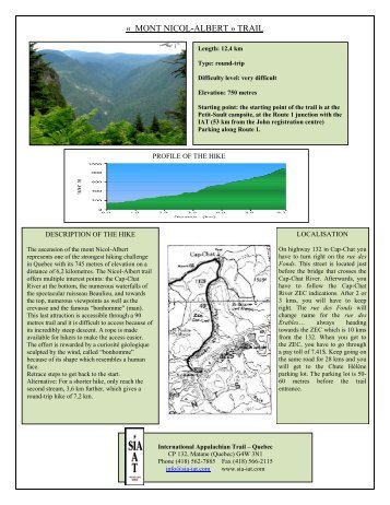 Le mont Nicol-Albert - Sentier international des Appalaches