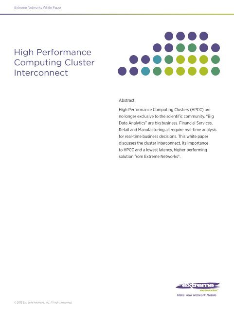 High Performance Computing Cluster Interconnect - Extreme Networks
