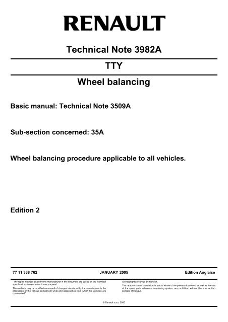 Technical Note 3982A TTY Wheel balancing