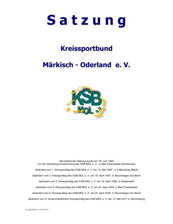 Satzung - Kreissportbund MÃ¤rkisch-Oderland