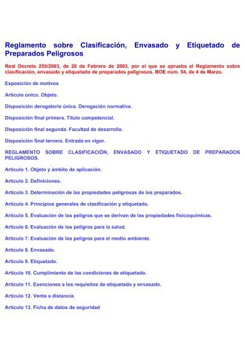 Reglamento sobre ClasificaciÃ³n, Envasado y Etiquetado ... - elsindi.cat