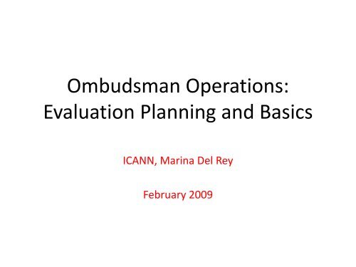 Ombudsman Evaluation Seminar - icann