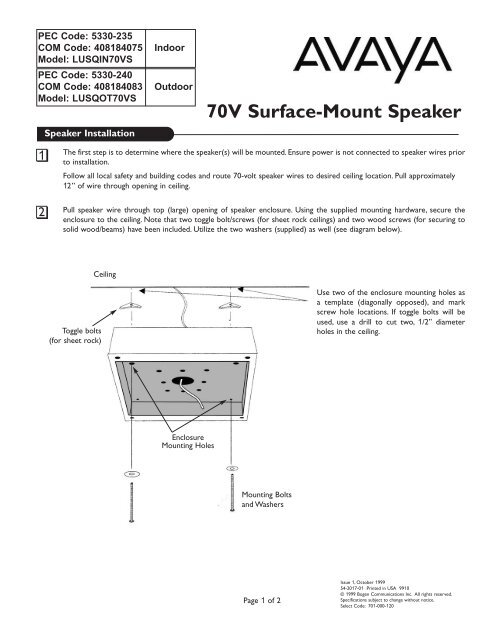 Manual (144 KB pdf) - Avaya Paging Solutions