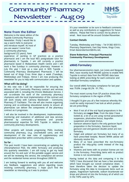 Community Pharmacy Newsletter Aug 09 Community Pharmacy Newsletter Aug 09