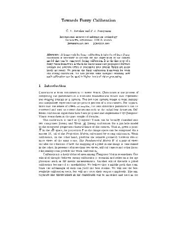 Towards Fuzzy Calibration C. V. Jawahar and P. J. ... - CVIT