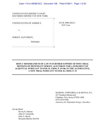 reply memorandum of law in further support of post-trial motions of ...