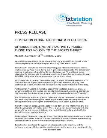 Plaza Press Release - Txtstation