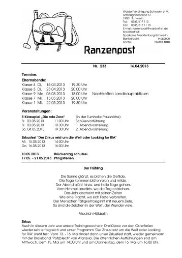 Ranzenpost vom 16.04.2013 - Waldorf in Schwerin