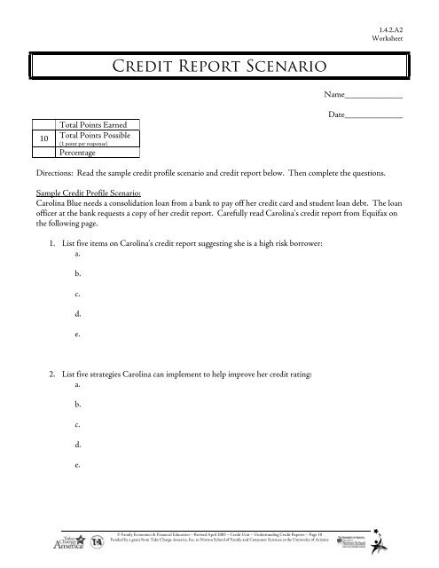 Understanding Credit Reports Lesson Plan