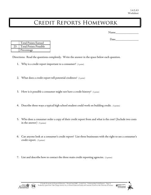 Understanding Credit Reports Lesson Plan