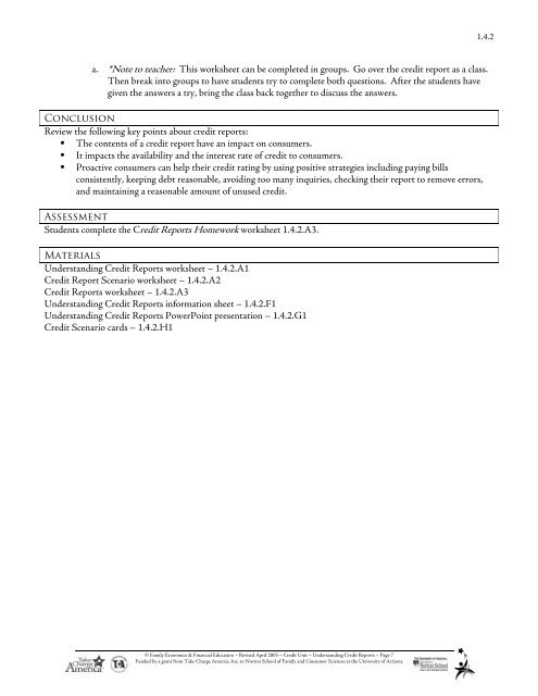 Understanding Credit Reports Lesson Plan