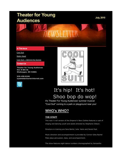 Theater For Young Audiences Newsletter, July 2010