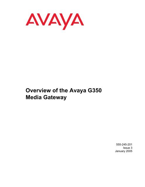 Overview of the Avaya G350 Media Gateway - Avaya Support