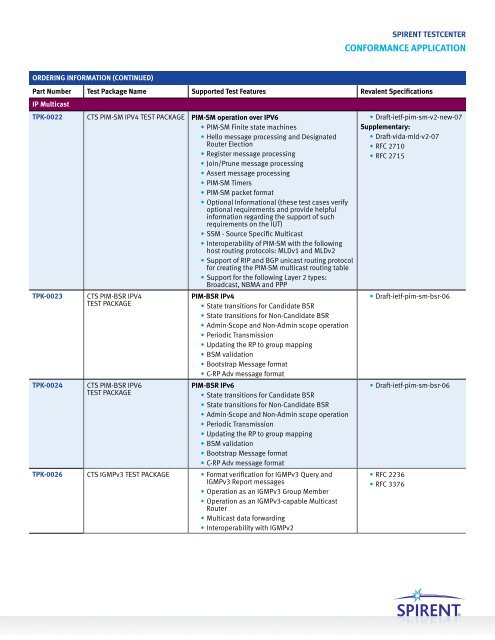 Spirent TestCenter Conformance Application and Test Suites