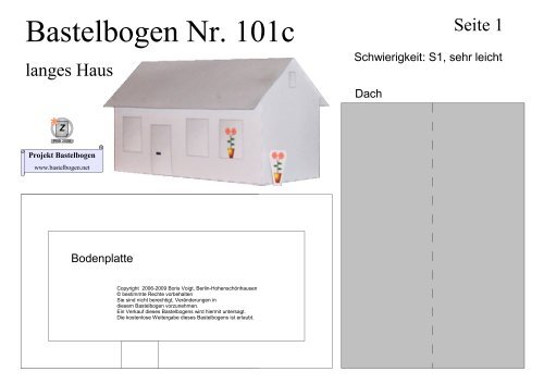 Bastelbogen 101c, Langes Haus - Projekt Bastelbogen