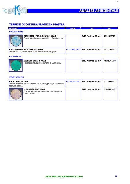 LINEA ANALISI AMBIENTALE 2010 - Lickson