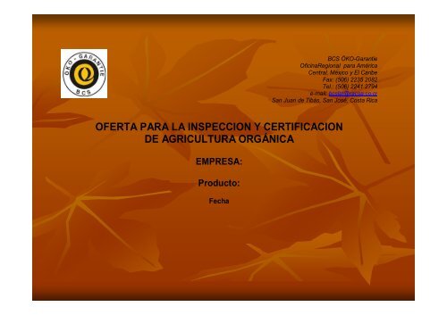 Procedimientos Para La CertificaciÃ³n OrgÃ¡nica y Normas - Pymerural