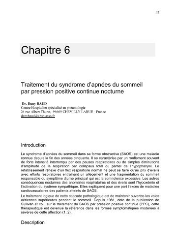 Traitement du syndrome d'apnÃ©es du sommeil par pression positive ...