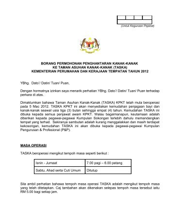 (taska) kementerian perumahan dan kerajaan tempatan tahun