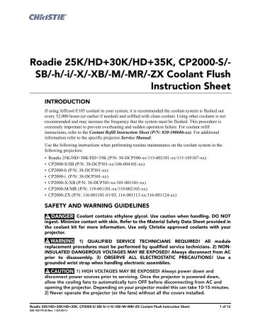 Christie Serie I Coolant Flush Instruction Sheet - Christie Digital ...