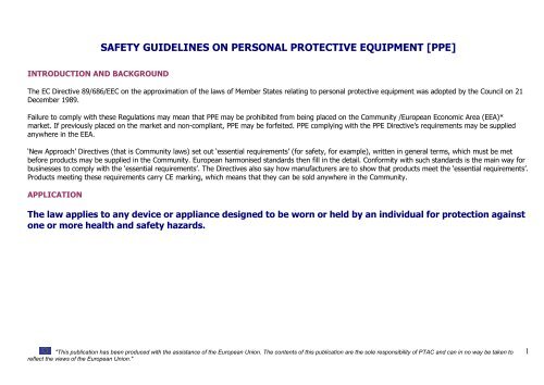 safety guidelines on personal protective equipment [ppe]