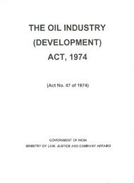 Oil Industry Act,1974 - Ministry of Petroleum and Natural Gas