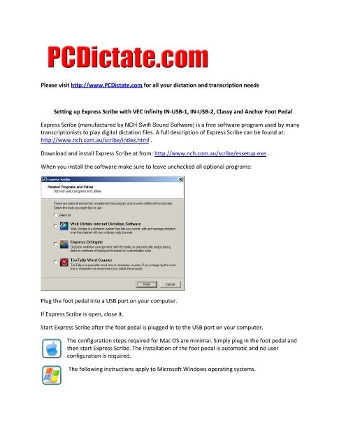 Setting up Express Scribe with a USB Foot Pedal - Turbo Dictation