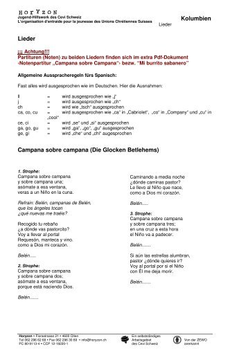 Kolumbien Lieder Campana sobre campana (Die ... - Horyzon