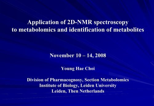 Application of 2D-NMR spectroscopy to metabolomics and ... - CSC