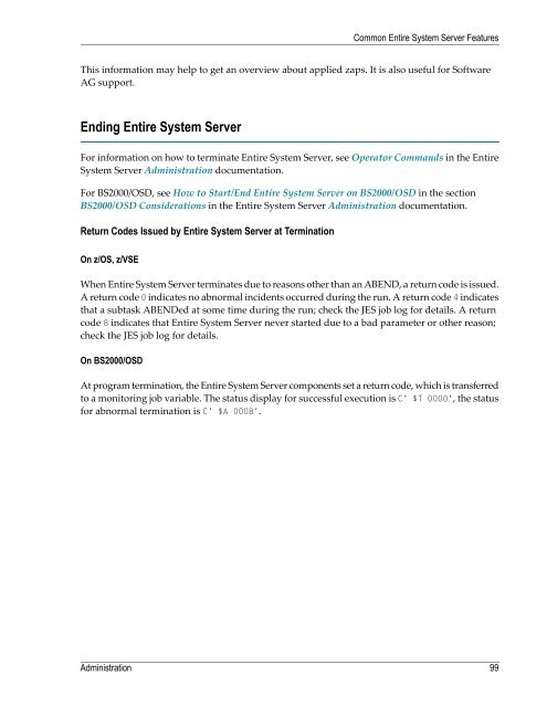 Ending Entire System Server - Software AG Documentation